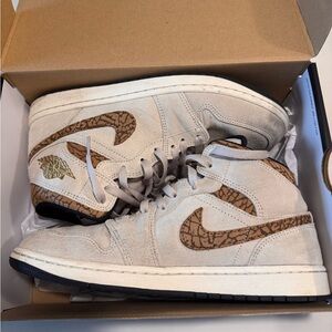 Men's Beige and Brown High-Top Sneakers